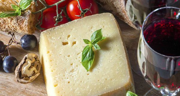 Cheese and wine on the table
