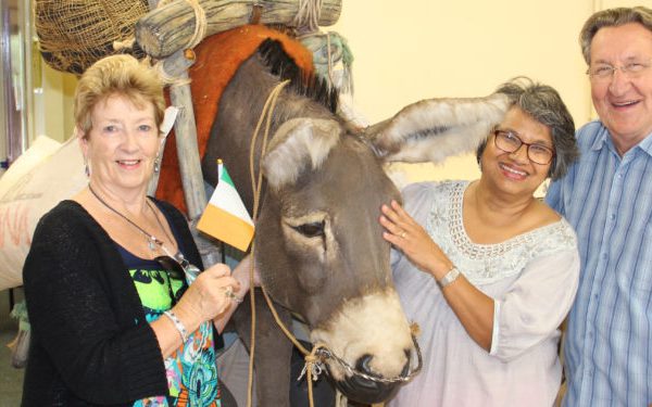 SPANA fundraisers standing next to a donkey costume