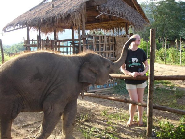 woman with an elephant